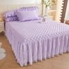 Colcha de renda estilo princesa, quatro estações, peça única, grossa, acolchoada, lavável, antiderrapante