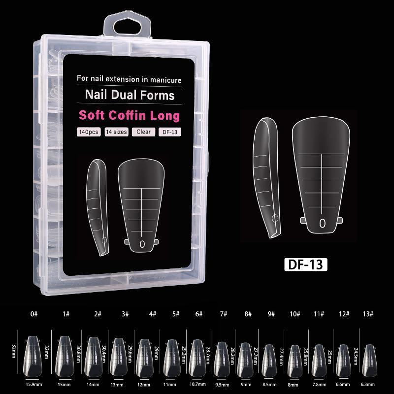140Pcs Nail Template Dual Form for Creating Professional Coffin Style Nails DF13