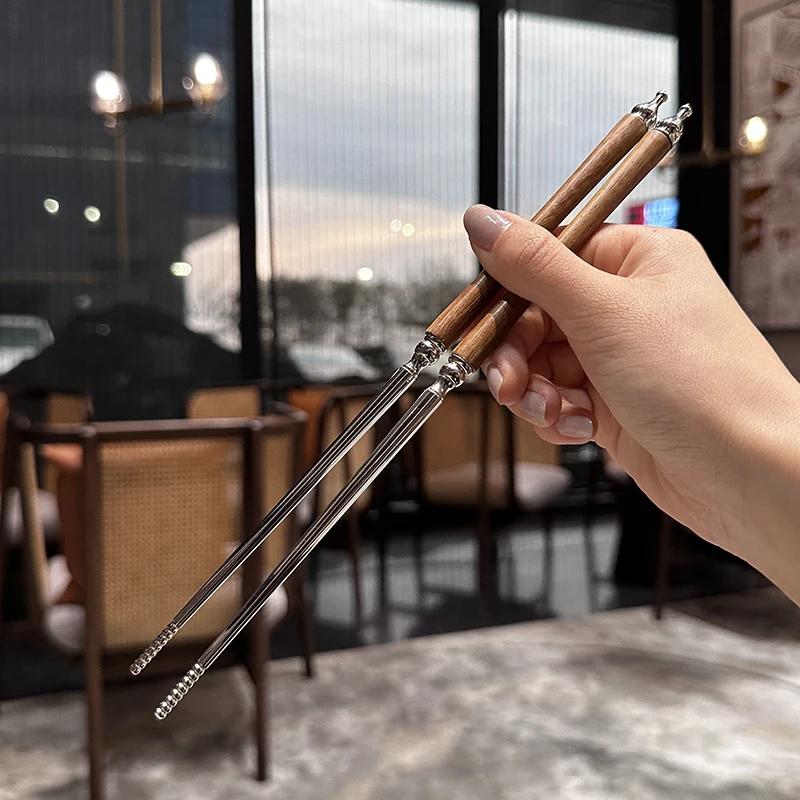 Kreative Huanghua-Birnen-Essstäbchen aus dem Südchinesischen Meer, einfaches Haushaltsgeschirr, Retro-Essstäbchen aus Edelstahl, dekorativ