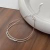 Women's Double-Layer Silver Bead Snake Chain Bracelet - Geometric Round Beads with Modern Design