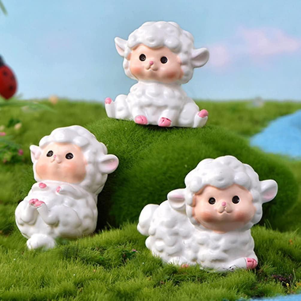 6 Pcs Mini Sheep Figures: Garden Miniature Sheep Statues Resin Goat Lamb Garden Livestock Statues Fairy Garden Sheep Toy Resin Sheep Figure Small Lamb