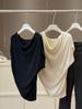 Women's Cowl Neck Batwing Sleeve Knit Top Slim Fit Elegant Commuter Top Solid Color Ice Silk Blouse