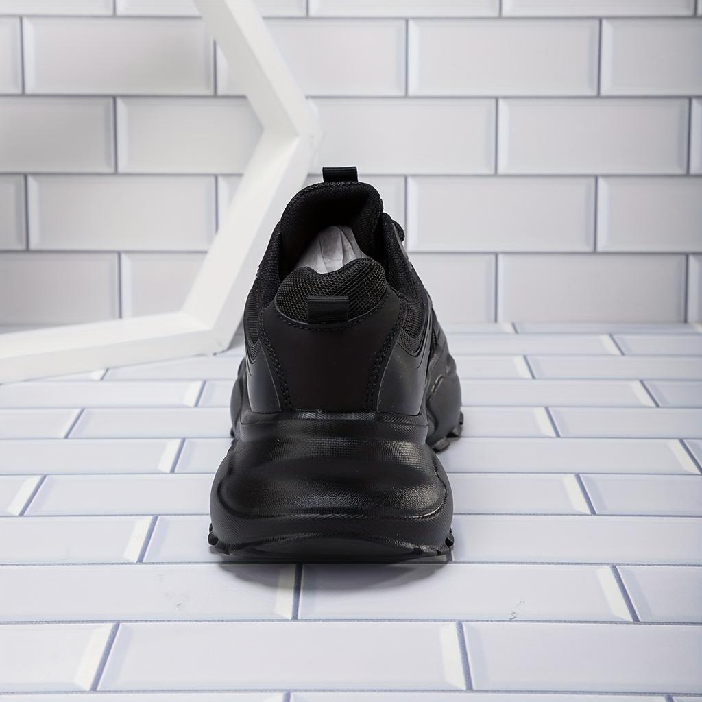 Women's Solid Color Casual Sneakers, Platform Lace Up Soft Sole Chunky Walking Shoes, Breathable Low-top Running Trainers