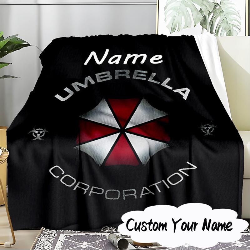 Custom Name Umbrella Resident Emblem Blanket Ideal Bedding Blanket Perfect for Travel, Camping, Living Rooms, Offices, Sofas, Fan Christmas gift