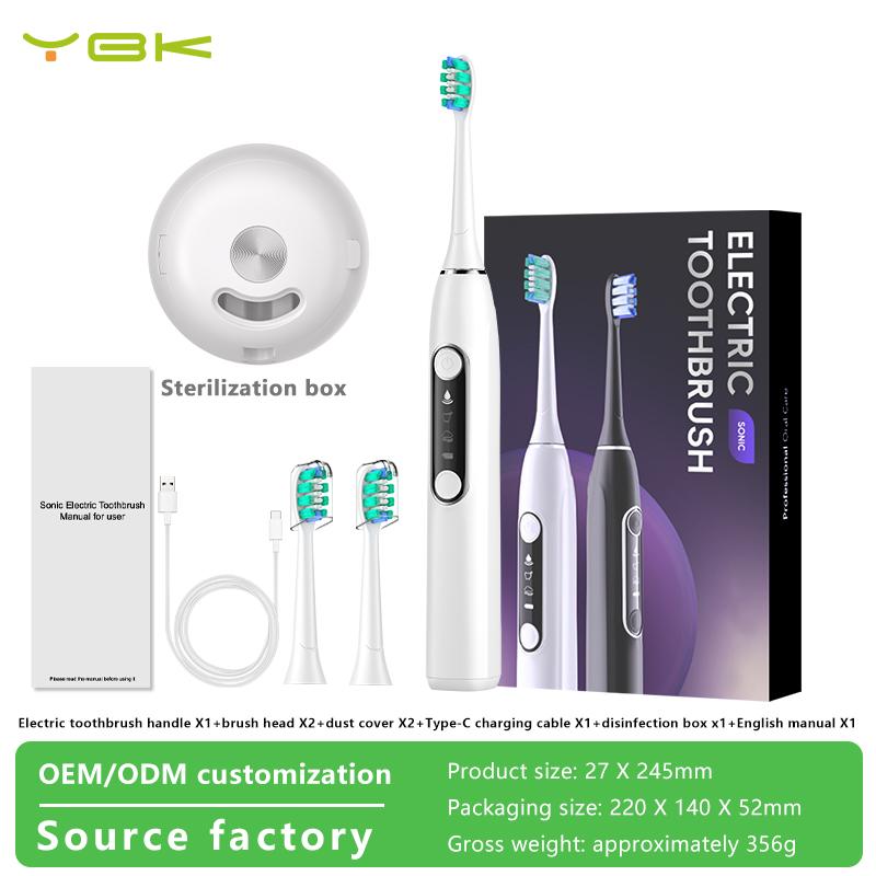 YBK Waterproof Ultrasonic Sonic Electric Toothbrush USB Wireless Rechargeable Soft Teeth Whitening Brush for Household Use