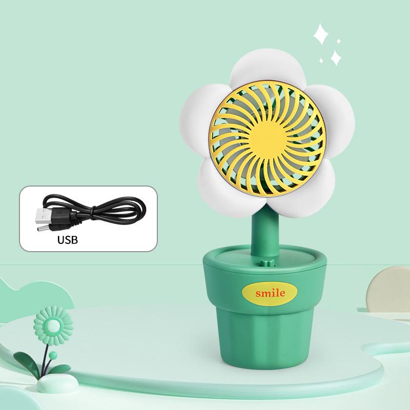 Summer New Handheld Mini Fan Portable USB Charging Convenient Creative Small Flower Fans Desktop To Store Handheld Fan