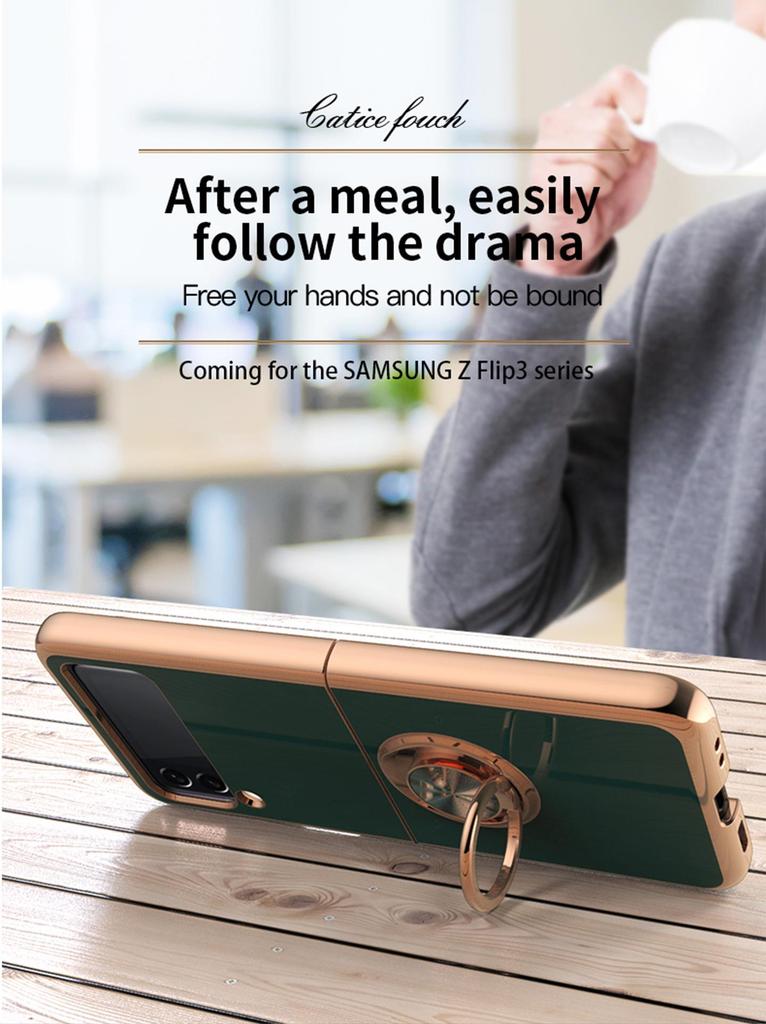 Samsung Z Flip7 Foldable Phone Case: Electroplated Magnetic Stand & Finger Ring Protective Cover