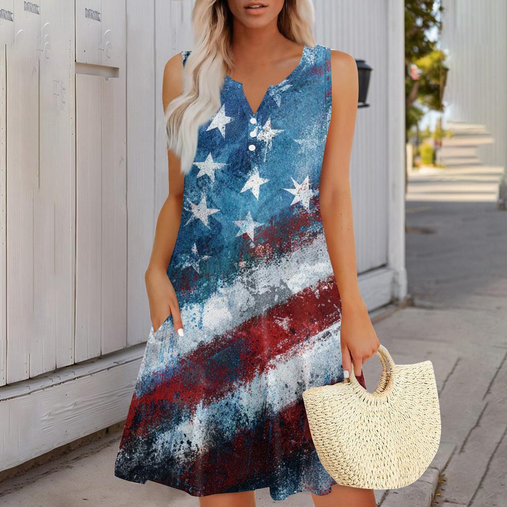 Women's Fashionable Casual Independence Day Print Dress