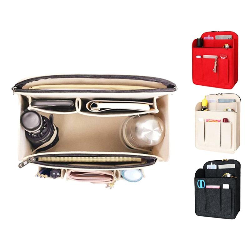 Insert Bag For Luxury Handbag Linner Bag Portable Felt Bag Organizer Multi-Pocket Storage Bags Travel Bag Accessory Cosmetic Bag