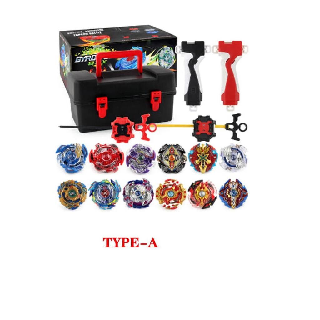 Burst Battling Gyro Toys, 12 Spinning Tops & 2 Launchers, Combat Game with Portable Storage Bag