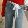 Unikt Y2K Langt Blondeknytebånd Blomster Sløyfe Blondeknytebelte Knyting Tynt Kjole Jeans Belte Blondeskjerf Hårbånd Hårtilbehør