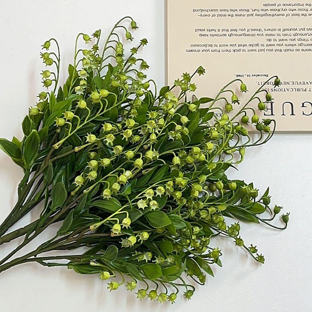 Multicolor Vanilla Artificial Flower Plastic Green Leaves Simulation Flower Photo Props 5 Forks Lifelike Flower Event Decor