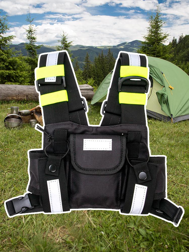 Radio Chest Harness Adjustable Shoulder Strap Walkie Talkie Chest Holster Walkie Talkies Front Pack Pouch Case for Baofeng UV-5R