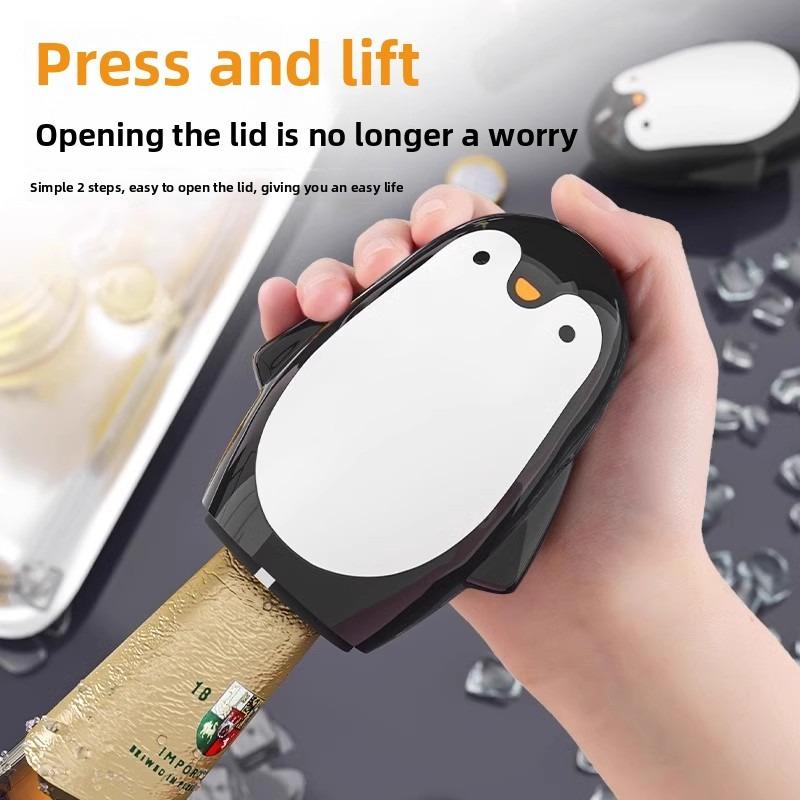 Penguin Bottle Opener Creative Cartoon Portable Stainless Steel Manual Cap Remover for Beer Soda Cans Home Kitchen Bar Tool Gift