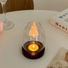 Glass Candlesticks With Cup Cover Transparent Round Candle Holders Home Decor With Wood Base Table Decoration Ornaments Wedding