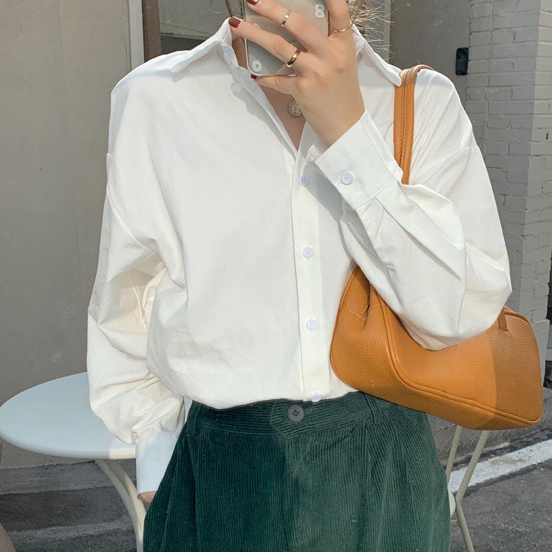 

Women s American Salt Style Spring White Long Sleeve Loose Shirt S