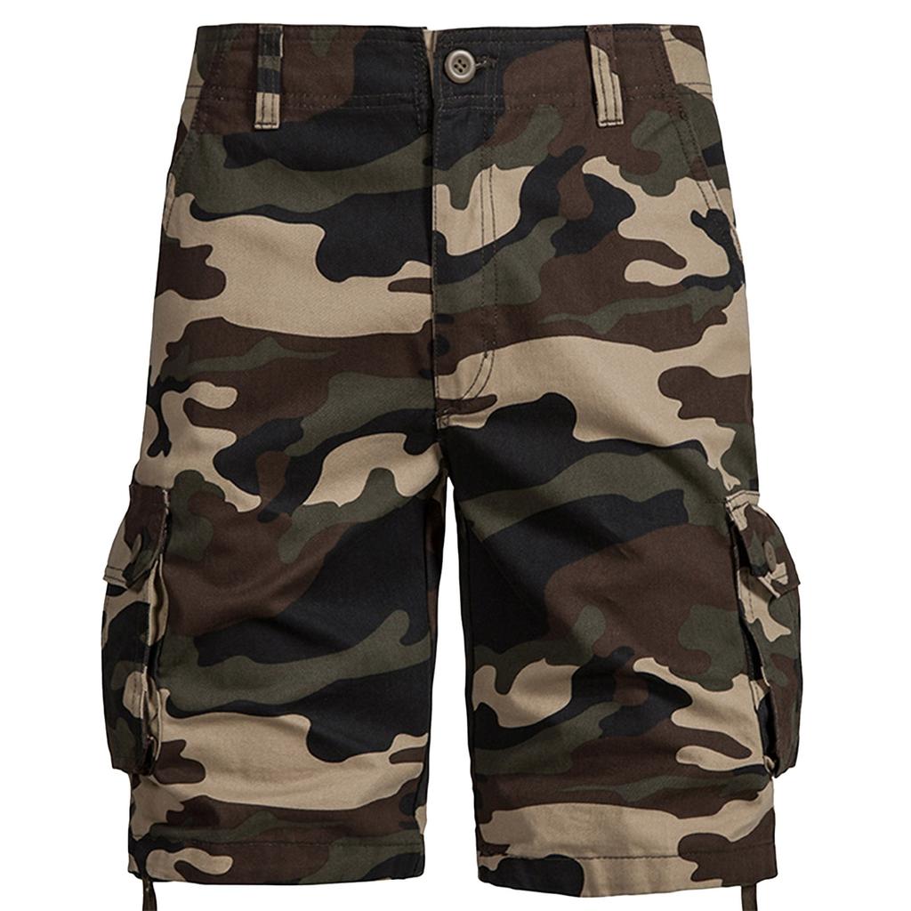 Men's Camouflage Cargo Shorts Durable Cotton, Multi-Pocket Design for Outdoor Activities and Casual Wear