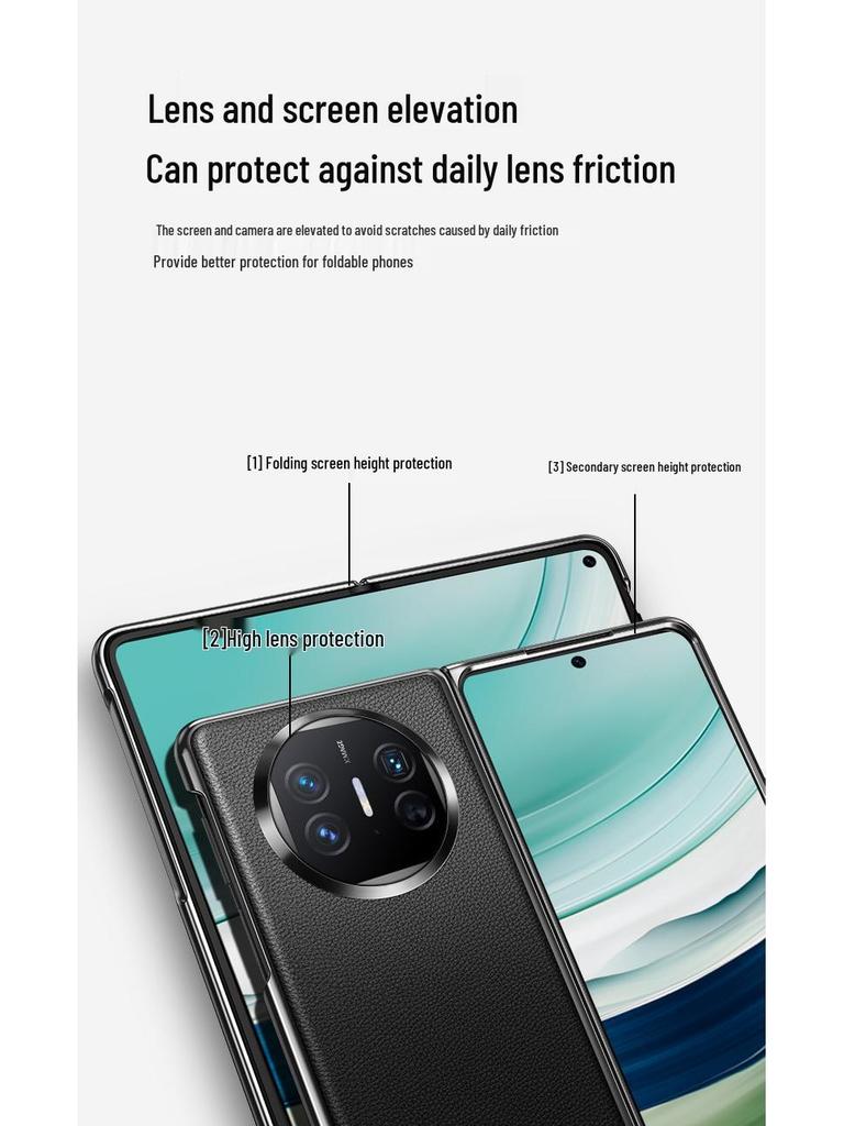 Huawei MateX5 Foldable Leather Skin Case - Fingerprint-Resistant, Solid Color, Full Wrap