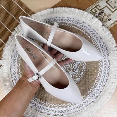 Zapatos Planos de Moda para Mujer Primavera y Otoño Poco Profundos 2025 Nuevos Zapatos de Mujer de Charol Puntiagudos Mary Jane Retro Talla Grande Zapato Plano