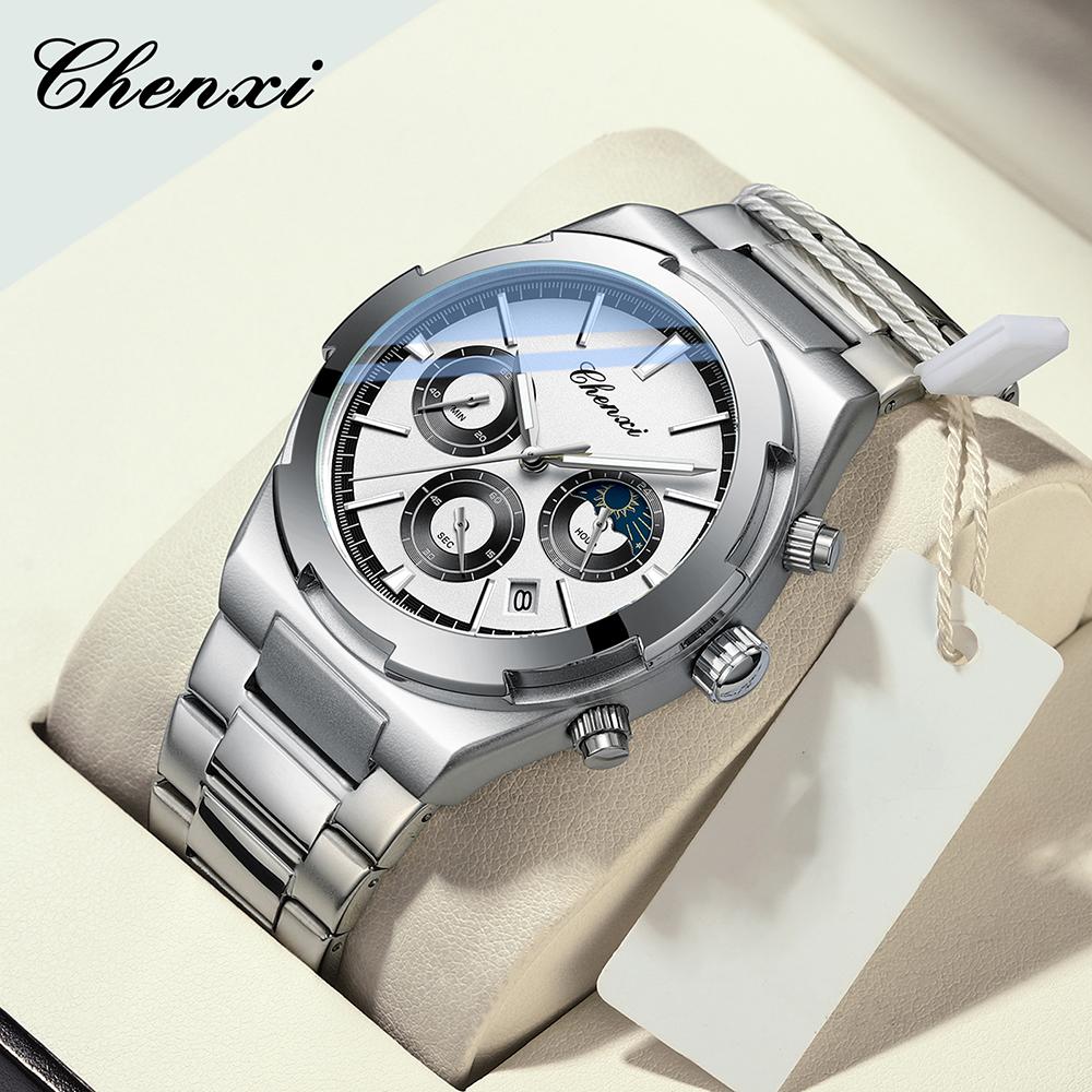 Man Wristwatch Business Waterproof Male Clock Luminous Date Stainless Steel Quartz Men Chronograph Watch