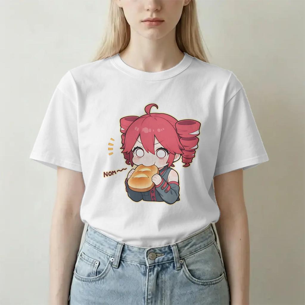 Unisex Unisexs T-Shirts Chibi Kasane Teto Mode Reines Baumwoll-T-Shirt Kurzarm-T-Shirt Rundhals Oberteile Geschenkidee