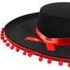 1pcs Spanish-style Hat Soft Sombrero Caps Traditional Halloween Fuzz Ball Mexican Sombrero Hats Wide Brim Design Carnival Costum