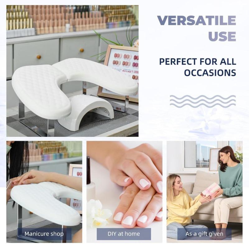 New PU Leather U-shaped Tilted Nail Art Hand Pillow Portable Removable Pink and White Hand Rest for Nail Salons&Home