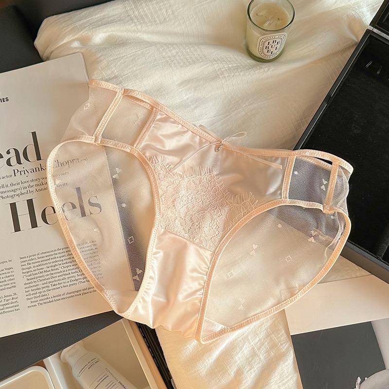 

Милые трусики для женщин, сексуальное сетчатое нижнее белье, романтические трусы с вышивкой и оборками на бедрах XL