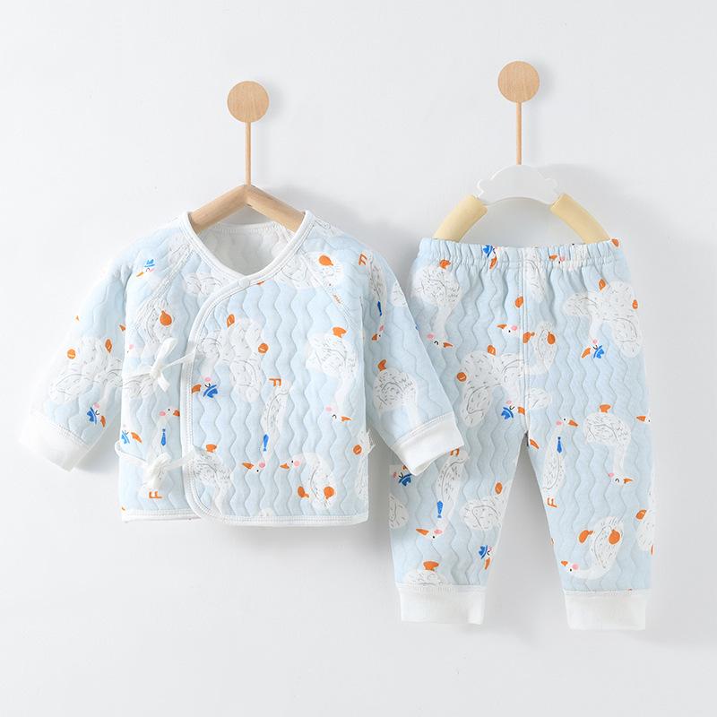 Newborn Quilted Cotton Winter Set: Boneless Two-Piece Outfit for Autumn and Winter