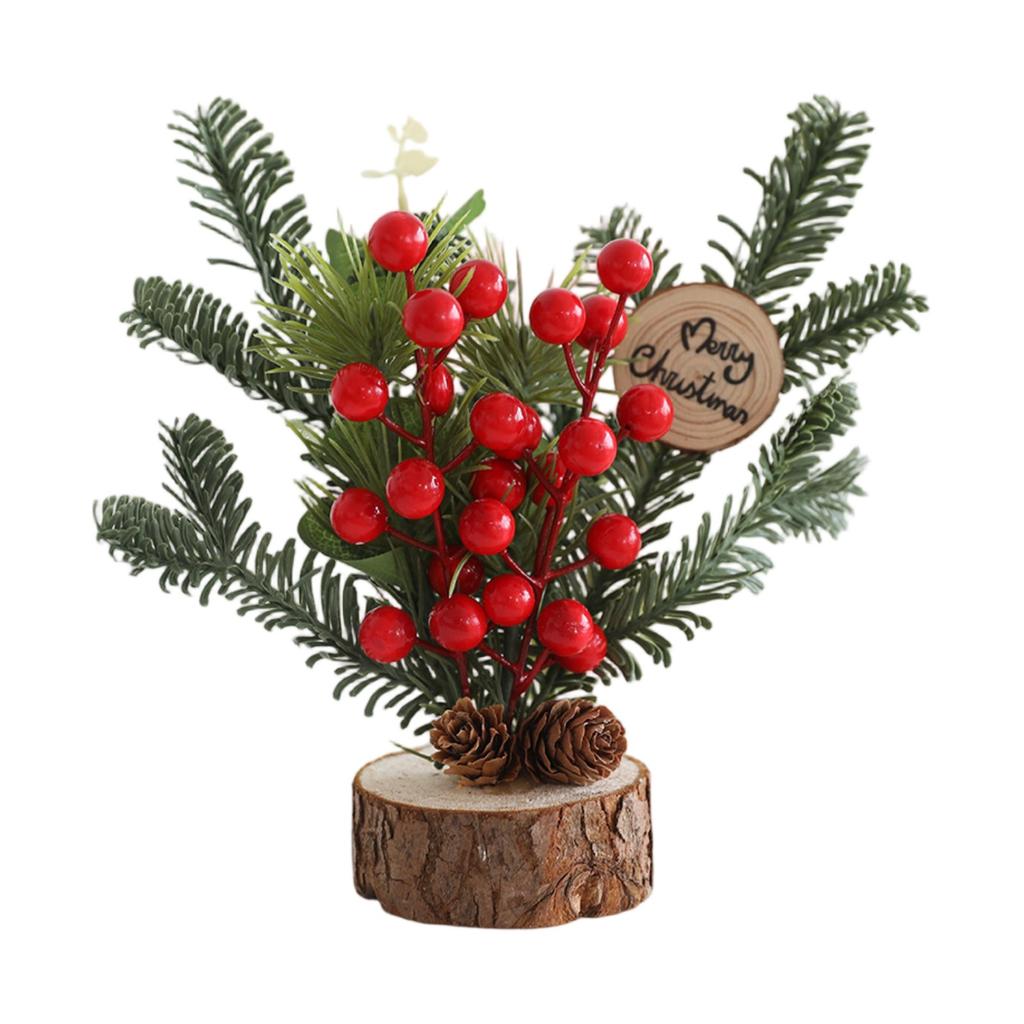 Christmas Decoration Desktop Small Tree Simulation Flower Wreath Ornament New Year Decoration Red Fruit Small Tree