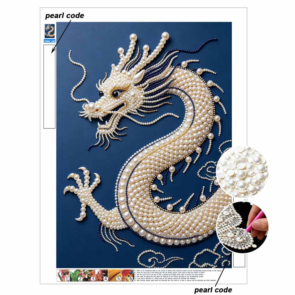 DIY Pearl Diamond Art Painting Kits for Adult and Beginners, Majestic Dragon Sparkling Painting Craft Home Wall Decor Handmade Gift