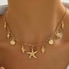 Bohemian Imitation Pearl Conch Pendant Necklace for Women Ladies Multi-Layered Design Vacation Collarbone Necklaces Jewelry Gift