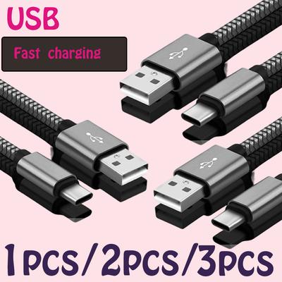 Nylon Data Cable Fast Charger USB A To Type C Charging Cable For Huawei Samsung Android Phone TypeC Charging Device 1M 2M 3M