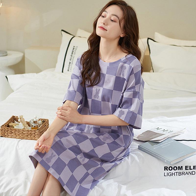 Women's Summer Pajama Set: Short-Sleeved Top and Seven-Point Pants, Cute and Loose, Perfect for Teenage Girls, Suitable for Home or Outdoor Wear.