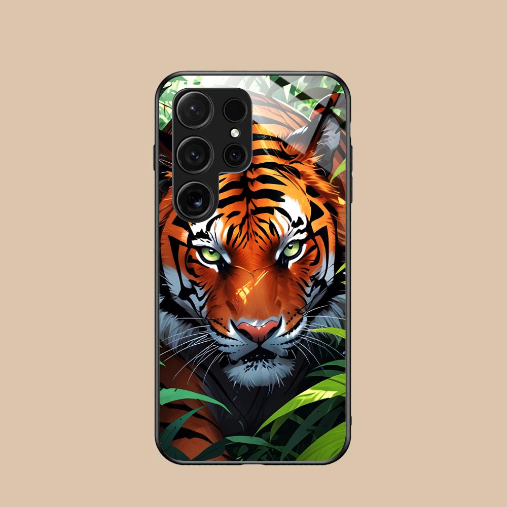 Tiger Neon Mobile Cell Phone Case for Samsung Galaxy A56 55 54 53 52 51 36 35 34 23 16 15 5G Glass Colorful Cover Luxury