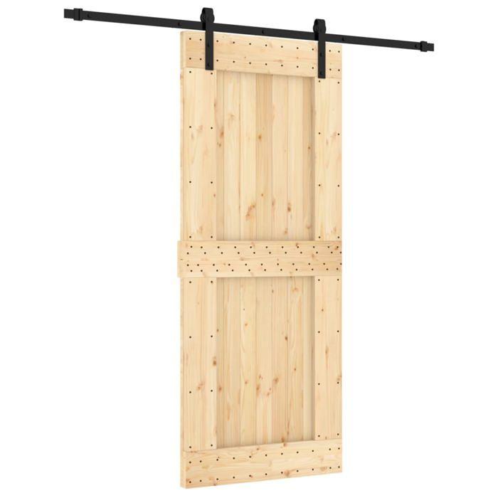 VidaXL Sliding Door and Hardware Kit 85x210 Cm Solid Pine, Interior Door, Interior Barn Door 3202994