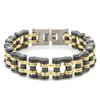 Titanium Steel Cycling Bracelet Men Geometric Biker Chain Style Black With Gold Blue Red Accents Durable Adjustable Wristband