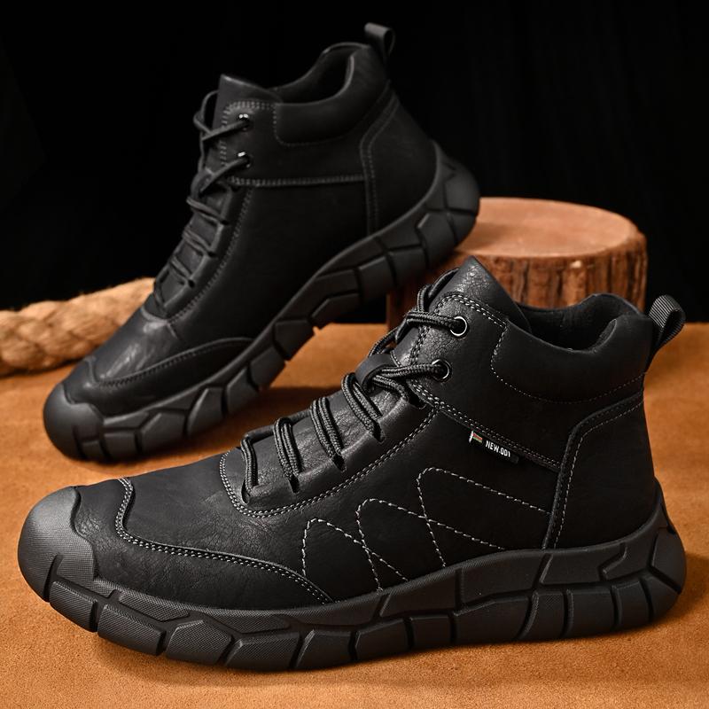 Men's Leather Boots Handmade Outdoor Plush Ankle Boots for Men Casual Shoes Large Size Tooling Shoes