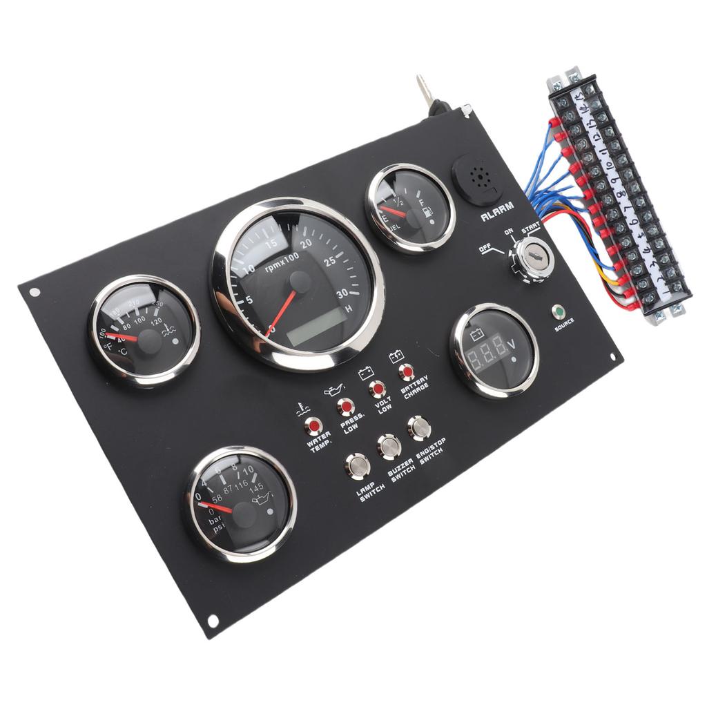 5-teiliges Instrumentenpanel-Set Rote LED 12 24V 85mm Drehzahlmesser Kraftstoffstand Wassertemperatur Öldruck Voltmeter