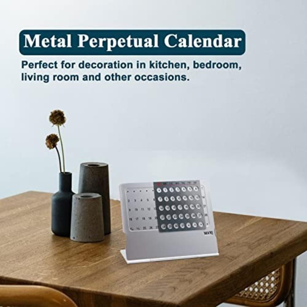 Aluminum Alloy Perpetual Calendar Mini Standing Monthly Desktop Calendar  Home