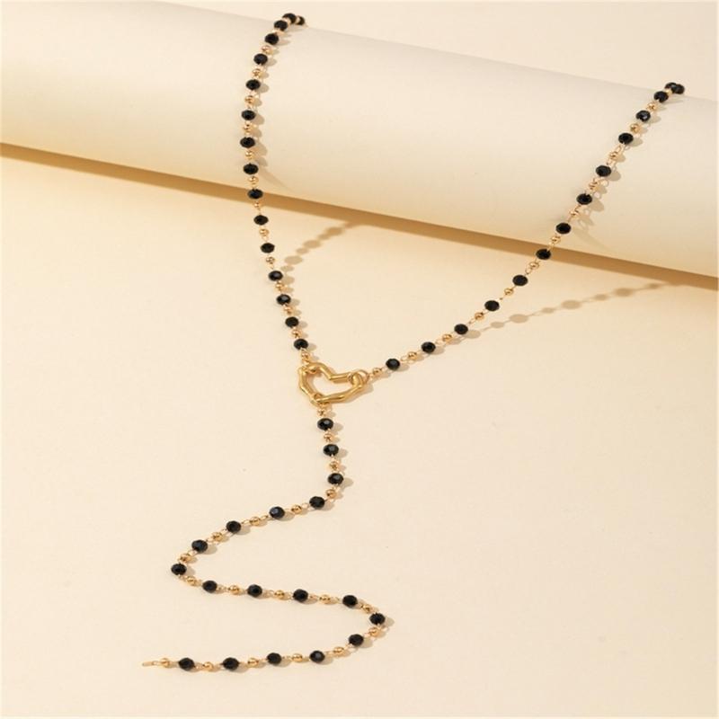Trendy Black Glass Bead Necklace Infused with Colorful Details Decoration for Professional and Styles Enthusiasts