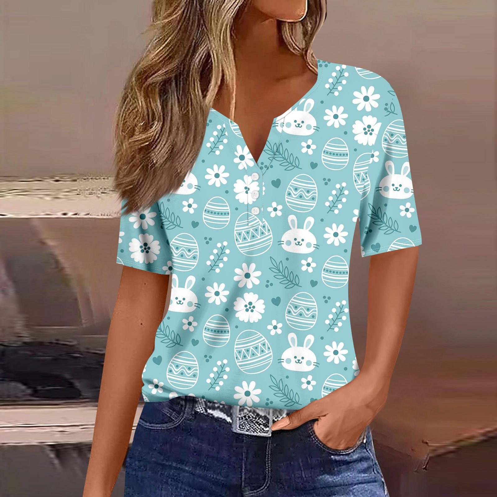 

Женская повседневная футболка с v-образным вырезом и коротким рукавом с декоративными пуговицами, топ S