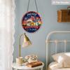 2D Flat America 250th Birthday 1776-2026 Wooden Hanging Sign, Patriotic Round Plaque with Bald Eagle, Statue of Liberty & Fireworks, USA Independence