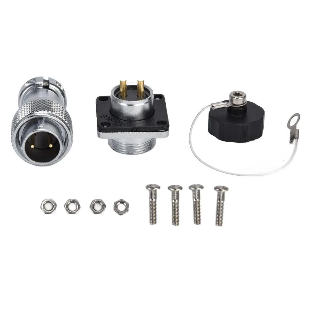 WS16 2 Pin Aviation Connector Adapter AC 500V 10A Waterproof Aviation Plug Socket Metal Threaded Zinc Alloy Power Connector