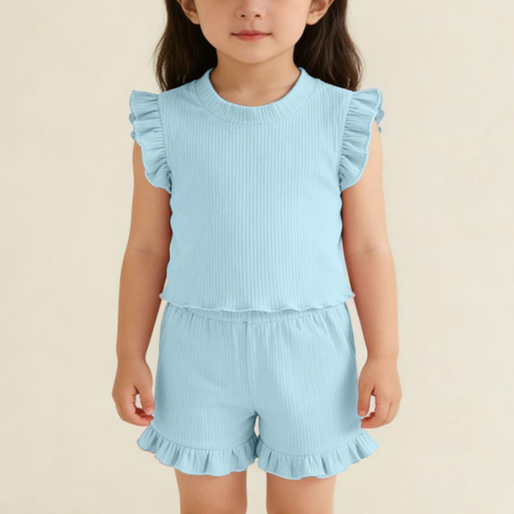 Children's Sweet Set Cute Vest Shorts Girls Sleeveless Casual Two-Piece Set