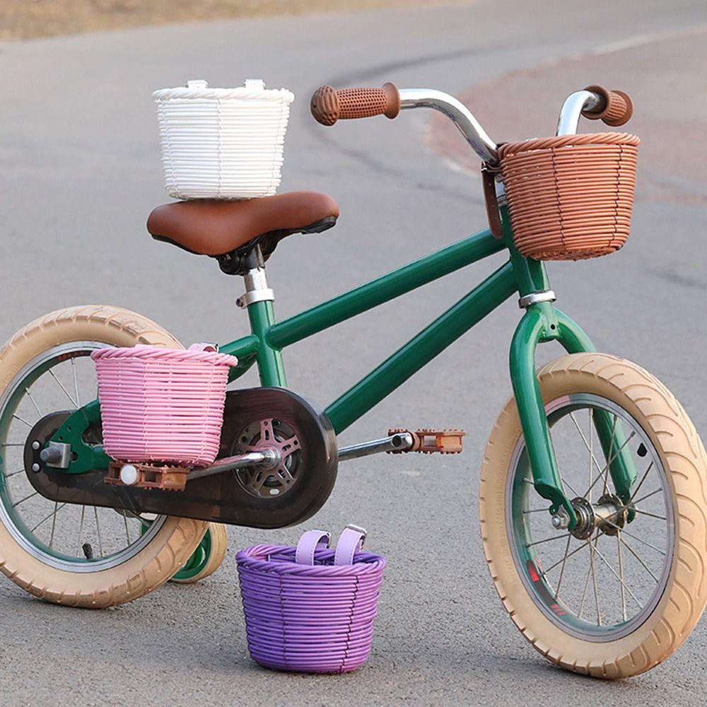 7 Styles Front Handle Carrier Retro Woven Children's Bicycle Scooter Basket