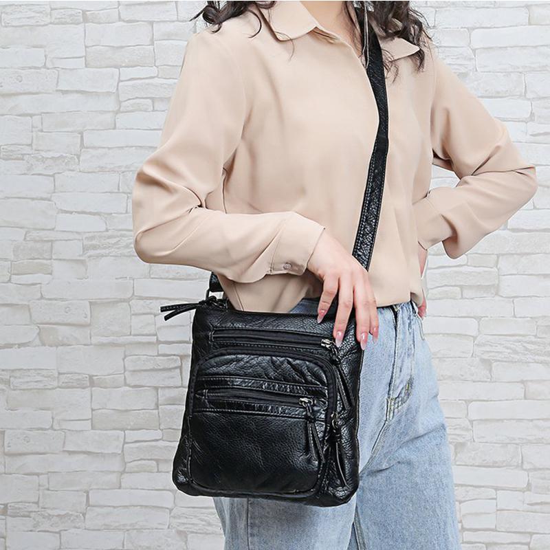 Vintage Umhängetasche für Damen, weiches PU-Leder, Umhängetasche, modischer Messenger, multifunktional, kleine quadratische Handy-Geldbörse