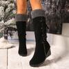 High Boots Winter New Round Head Pile Rivet Soft Sole Non-slip Wear-resistant Wedge Cotton Boots