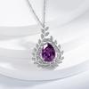 925 Sterling Silver Purple Zircon Pendant Necklace Birthday Party Anniversary Gift