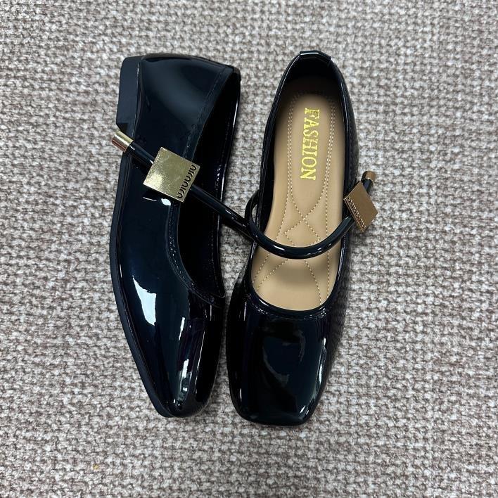 With Skirt Mary Jane Shoes Women's Shoes Spring and Summer New Flats Silver Small Leather Shoes